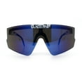 thumbnail image 5 of Boys Size Flip Up Shield Rimless Adjustable Arm MTB Sport Sunglasses White Black - Blue Mirror, 5 of 8