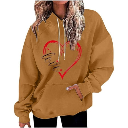 

WUDATI Valentine s Day 2024 Women s Sweatshirt Cute Heart Print Pullover Crewneck Long Sleeve Shirt Perfect for Spring Autumn Casual Wear Stylish Top for Jeans Skirts or Leggings Ideal Gift for Valent