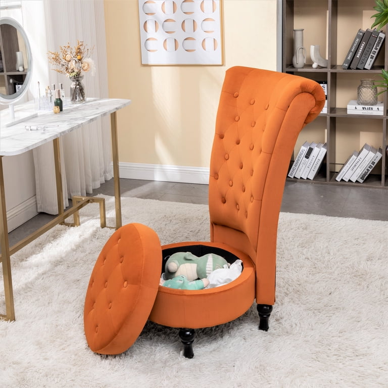 US Pride Furniture High Back Velvet Vanity Chair with Storage, Red photo 5