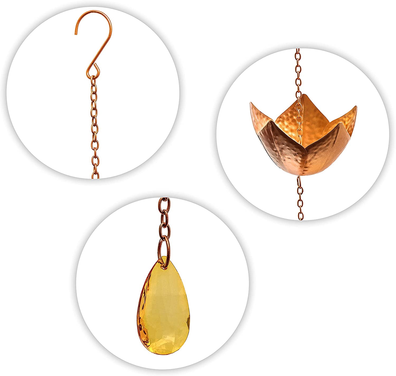 Copper Colored Flower Rain Chain for Gutters and Downspouts by Trademark Innovations