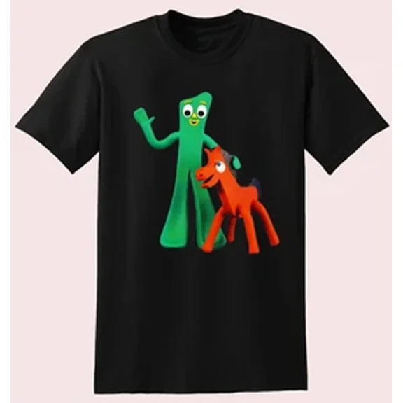 Reprint Rare GUMBY And POKEY T shirt Black Tee Men All Size S-5XL