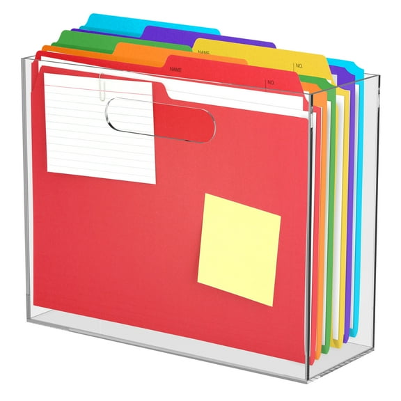 Acrylic File Organizer Clear Hanging File Organizer Box Portable Acrylic Magazine Holder with Handle for Desk Home Office