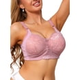 thumbnail image 4 of INSPIRE CHIC Women's Lace V-Neck Full Coverage Bra Wireless Push Up Soft Cup Breathable Minimizers B 42 Dusty Pink, 4 of 5