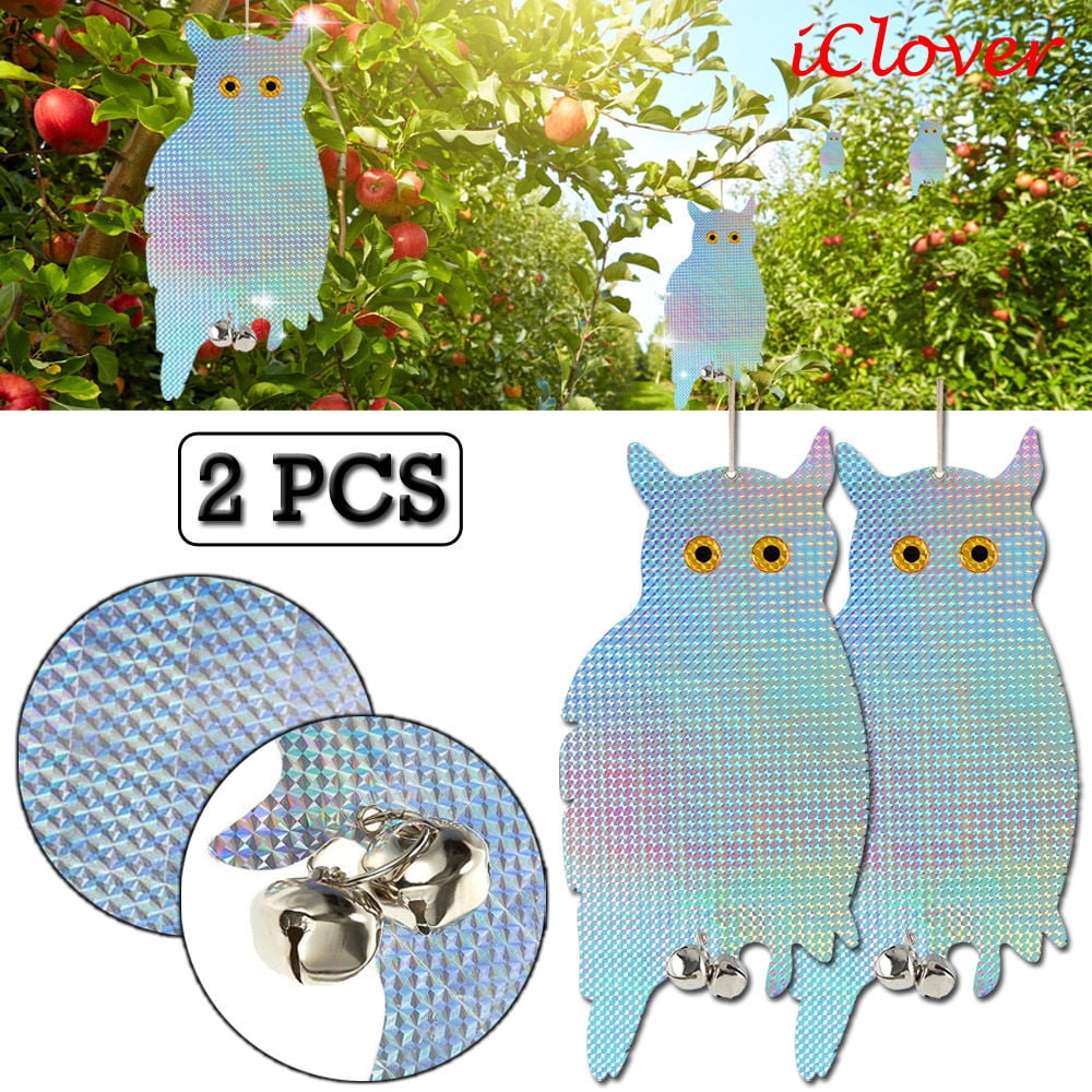 Details about    7PCs Owl Shape Holographic Reflective Deterrent Scare Birds Repellent Device 