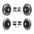 thumbnail image 1 of Transit Auto Front Rear Coated Drilled Slotted Disc Brake Rotors and Semi-Metallic Pads Kit for Car Mercedes-Benz C250 C230 KDF-100354, 1 of 11