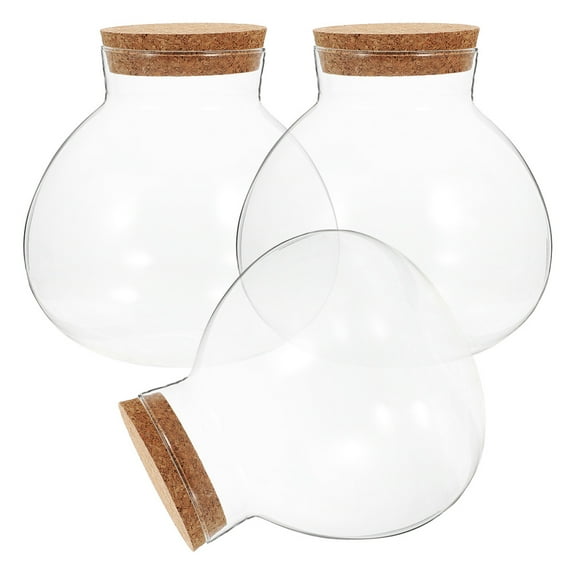 NUOLUX 3Pcs Closed Terrarium Jar Spherical Glass Storage Jar For Home Decoration And Diy Projects
