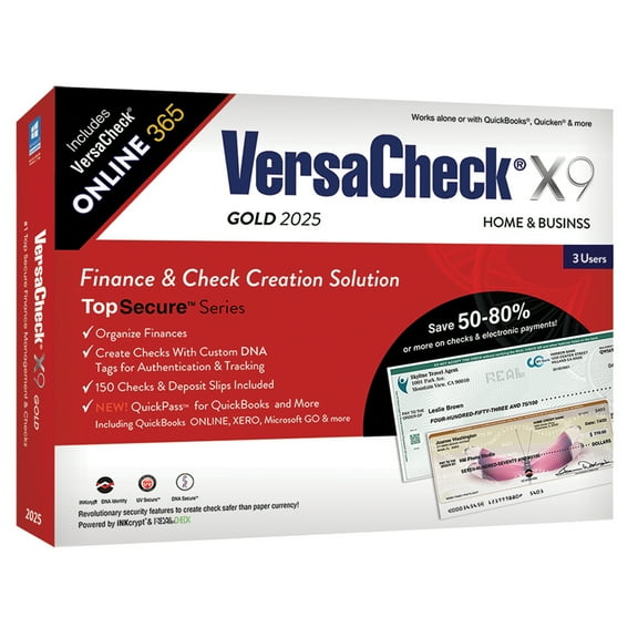 VersaCheck X9 Gold 2025 - 3 Users   VersaCheck ONLINE Gold 1 Year Subscription Bundle