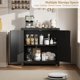 thumbnail image 5 of 31.5-pulgada negra small rattan buffet gabinete kitchen coffee bar gabinete con doors adjustable estantes y handle para kitchen/sala de estar in boho estilo rural style, 5 of 6