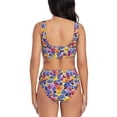 thumbnail image 3 of Daiia The Garden Tricolor Pansy Flower Women's Bikini Set Two Piece Swimsuit High Waisted Bikini Adjustable Straps Bikini Perfect for Beach, Pool, and Summer Vacation-, 3 of 9