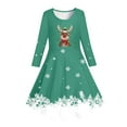 thumbnail image 5 of Girls Christmas Dress Girls Holiday Dresses Kids Toddler Girls Christmas Trees Deer Print Christmas Long Sleeve Party Princess Dress, 5 of 5