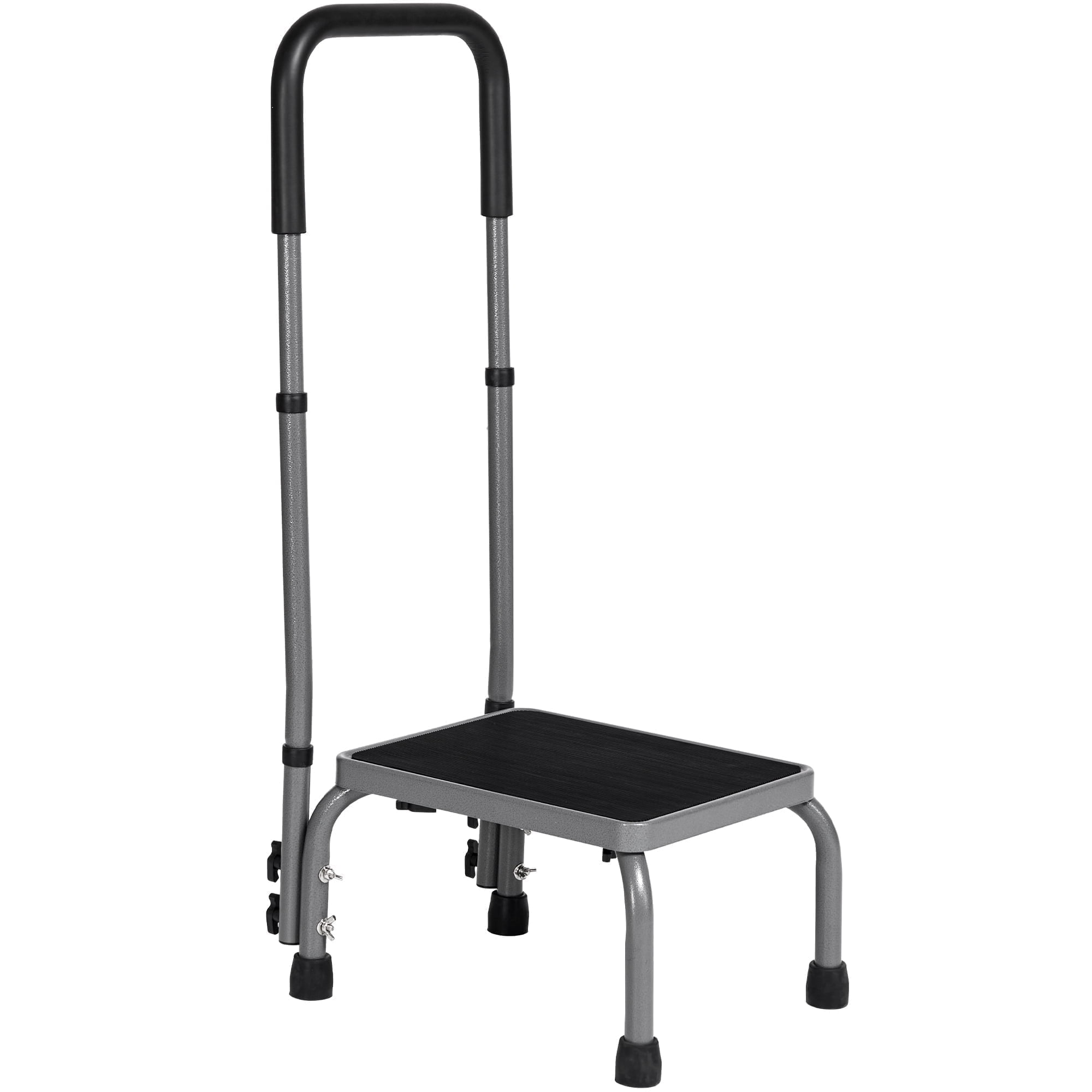Naipo Step Stools for Adults Medical Footstool with handle for Seniors, Non-Slip Platform Adjustable Height Bedside Stair Stool Steel Holds up to 300 lbs, Gray