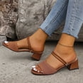 thumbnail image 5 of Samdudou Dress Shoes for Women Open Toe Slide Sandals Low Block Heel Two Strap Design Textured Wide Instep Band and Thin Metallic Accent Ankle Slip On Footwear, 5 of 9