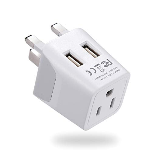 Ceptics CTU7 UK, Dubai, Ireland Travel Adapter Plug Type G Dual USB Devices