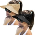 thumbnail image 4 of 2 Packs Womens Sun Visor Hat Wide Brim Summer UPF 50+ UV Protection Beach Sport Cap, 4 of 6