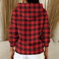 thumbnail image 4 of WTOBBY Women's Fashion Casual Plaid Print Pullover Long-Sleeve Hooded Sweatshirt, Trendy Loose Fit for Casual Outfits and Fall Season Daily Wear,Red L, 4 of 4