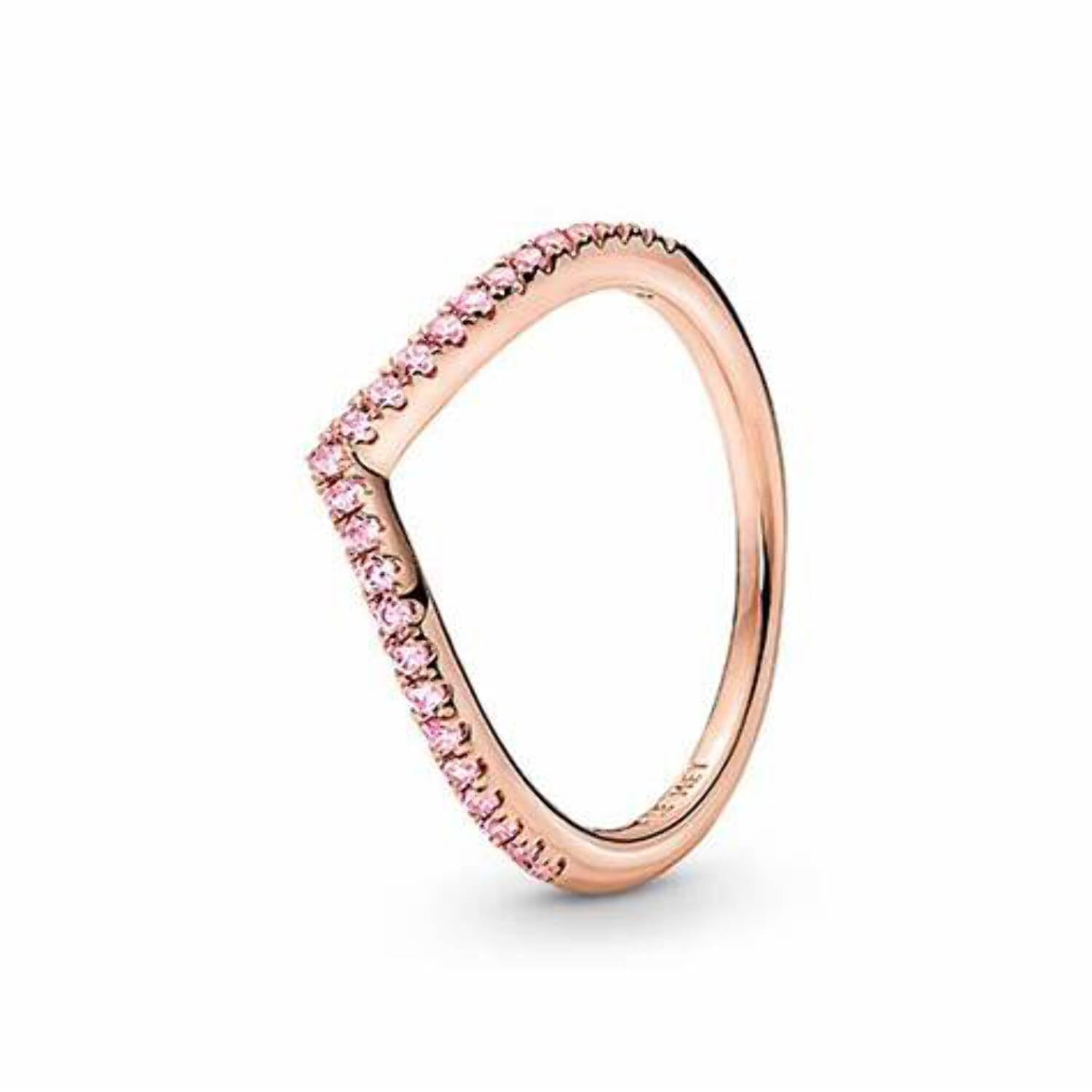 Pandora Sparkling Wishbone Ring - Stackable Rose Gold Ring
