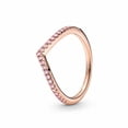 thumbnail image 5 of Pandora Sparkling Wishbone Ring - Stackable Rose Gold Ring for Women - 14k Rose Gold-Plated Shine with Pink Cubic Zirconia - Size 4.5, With Gift Box, 5 of 5