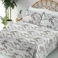 thumbnail image 3 of Ambesonne Butterflies Fitted & Flat Sheet with Sham 3 Pcs Set, Spring Life Branches, Twin, Pale Grey Sepia Blush, 3 of 5