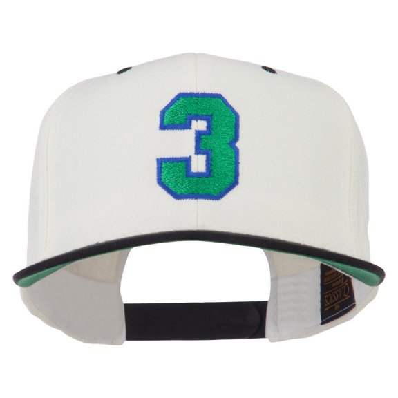 Athletic Number 3 Embroidered Classic Two Tone Cap - Natural Black OSFM
