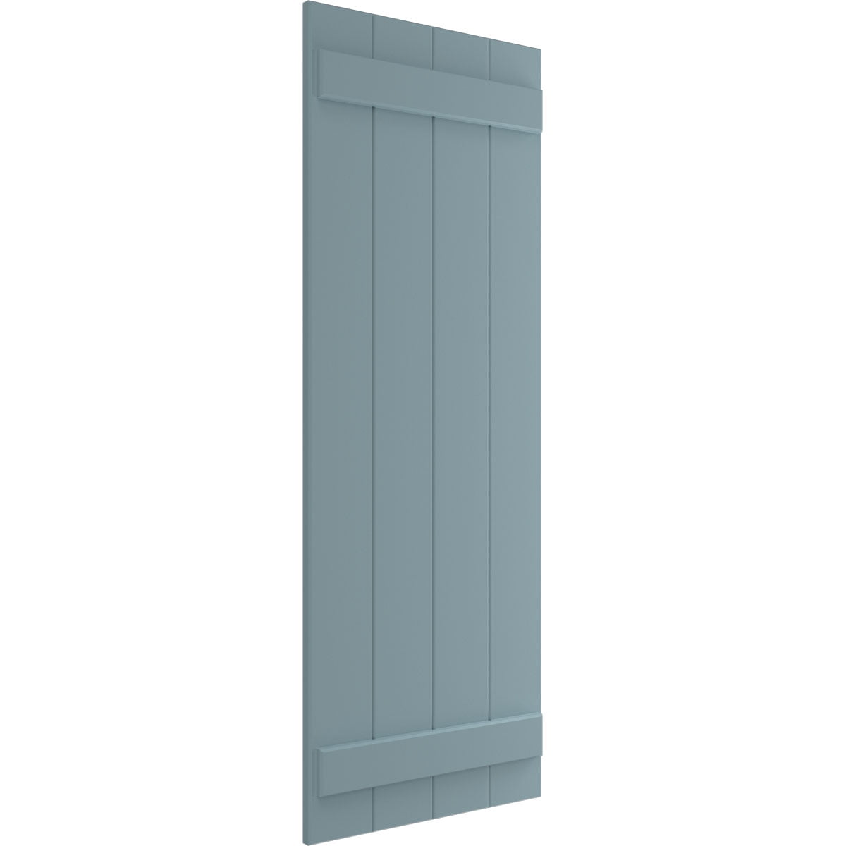 Ekena Millwork 21 1/2"W x 50"H True Fit PVC Four Board Joined Board-n-Batten Shutters, Peaceful Blue (Per Pair - Hardware Not Included)