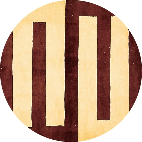 Ahgly Company Indoor Round Abstract Brown Modern Area Rugs, 5' Round