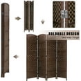 thumbnail image 3 of FDW 4 Panel Folding Privacy Room Divider Screen, 70" Tall, Brown, 3 of 7