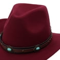thumbnail image 3 of Xudanell Western Cowboy Hat for Kids Boy Girl Cowboy Cowgirl Dress Up Hat with Buckle Belt (Wine, 3-8 Years), 3 of 4