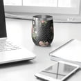 thumbnail image 3 of 12oz Stemless Wine Tumblers Pioneer Flower Vacuum Insulated Stainless Steel Travel Tumbler Cups Mug with Lid and Straw for Champaign,Cocktail,Beer with Cleaning Brush, 3 of 5