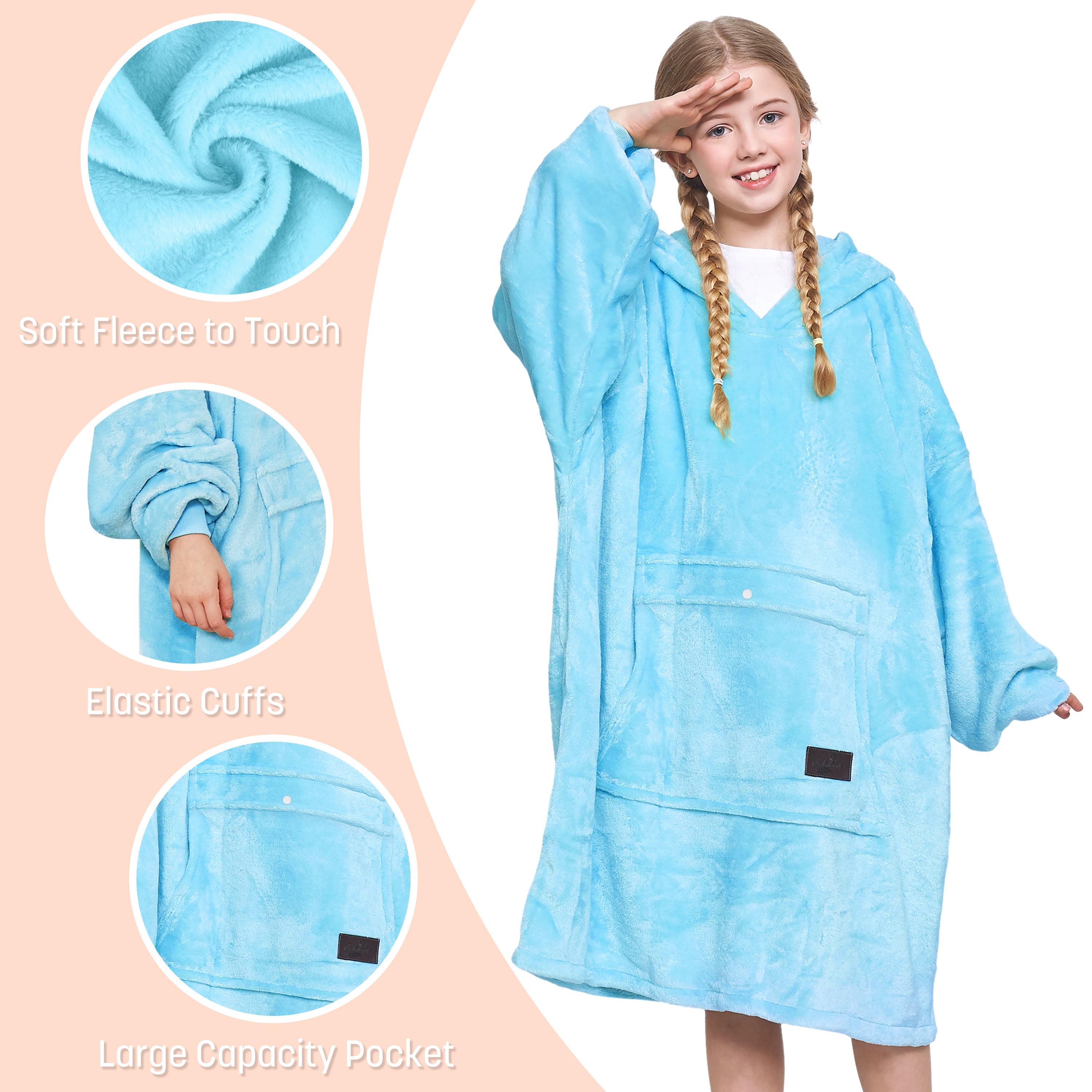 Catalonia Oversized Blanket Hoodie Sweatshirt, Fleece Pullover with Large Front Pocket, Super Soft Warm Comfortable for Teenagers Kids Youth