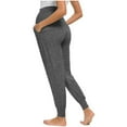 thumbnail image 6 of QENGING Womens Pants Maternity Print Solid Color Casual Stretchy Comfortable Lounge Sweatpants Dark Gray 2XL on Clothes, 6 of 9