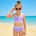 thumbnail image 2 of vigerkar Girls Swimsuit 2 Piece Bikini Set Adjustable Double Strap High Waist Sporty Swimsuits Teens Swimwear for 8-16 Y (Purple, 8-9 Years), 2 of 9