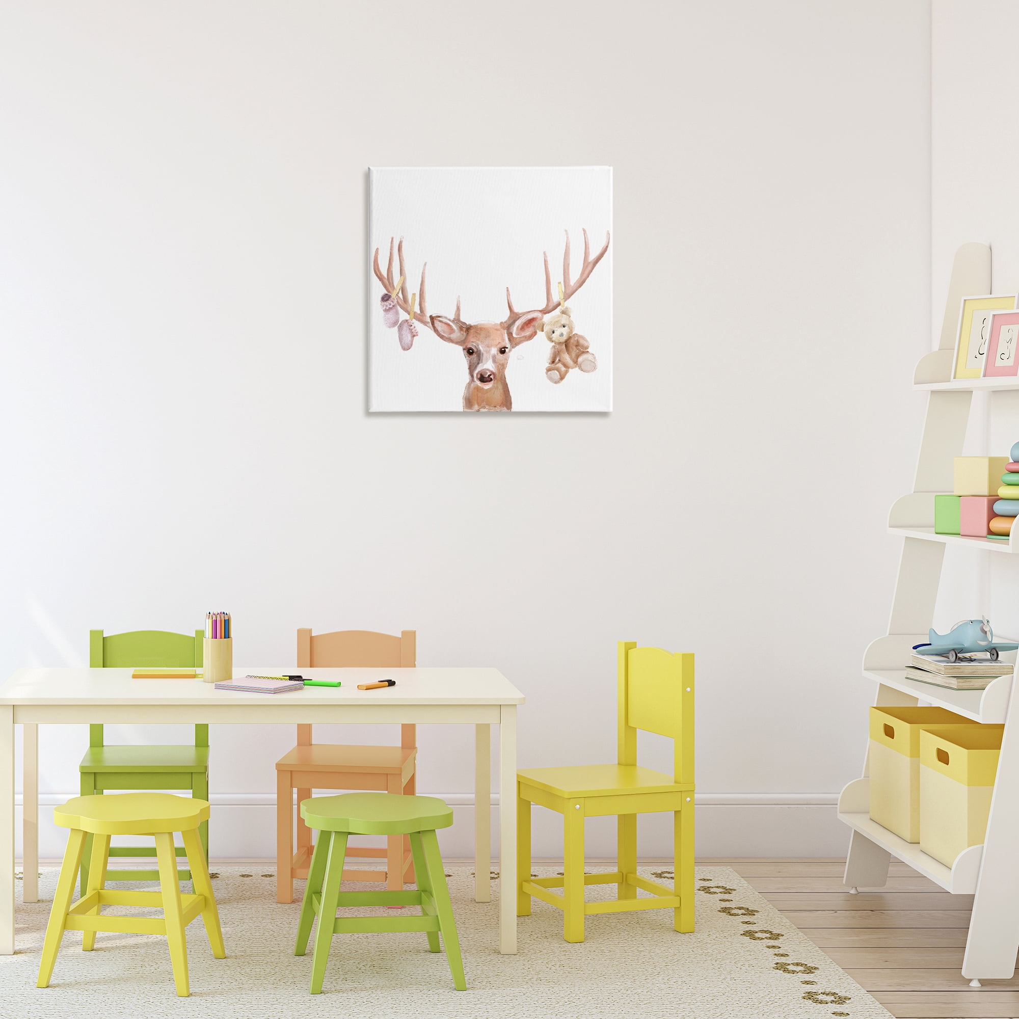 Stupell Industries Baby Girl Deer Antlers Canvas Wall Art, design by Ali Lynne