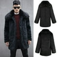 thumbnail image 2 of UFOUND Men Jackets Coats Winter Casual Fashion Cony Hair Lapel Medium And Long Thick Coat Jacket Top, 2 of 9