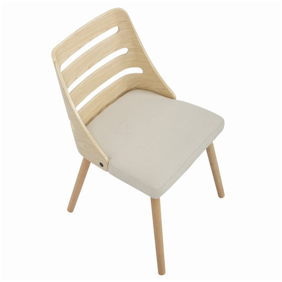 Modern Farmhouse Chair - Cream Fabric Seat and Natural Wood Legs