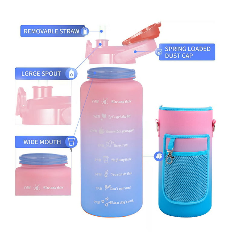 Half Gallon Water Bottle Cover Sleeves,64 oz Motivational Sport Water  Bottle Water Jug Sleeves with 2 Pockets,Keep you Drink Enough Water  Daily(Not