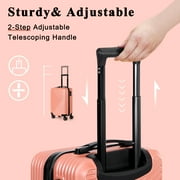 20 inch Carry On Suitacase,Hardside Luggage with Double Spinner Wheels,Rosegold