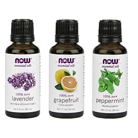 3-Pack Variety of NOW Essential Oils: Summer Fun - Lavender, Grapefruit, Peppermint