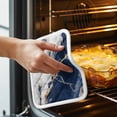 thumbnail image 3 of Marble Navy Blue Pot Holders for Kitchen Heatproof Potholder, 5 Pack Abstract Gold White Brick Stone Motif Hot Pads Multipurpose Oven Pads Cloth Potholders Trivet for Cooking Baking, 3 of 8
