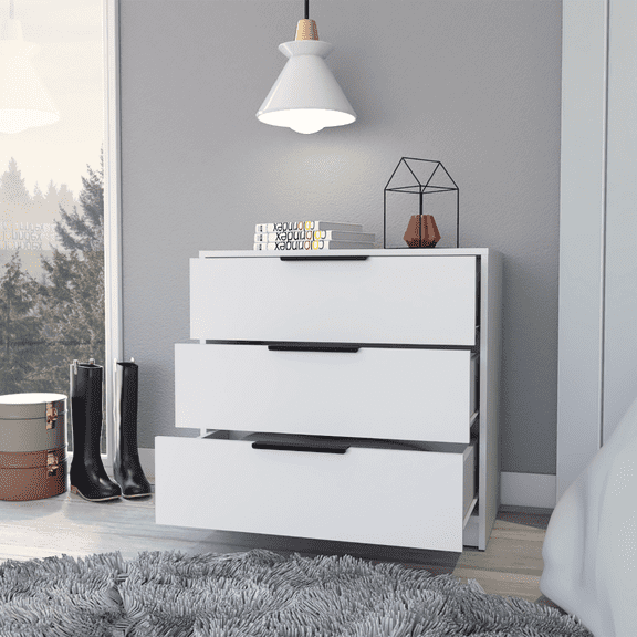 Newboti Furniture Dresser 27"H, 3 Drawers Dresser, Superior Top, White 44240
