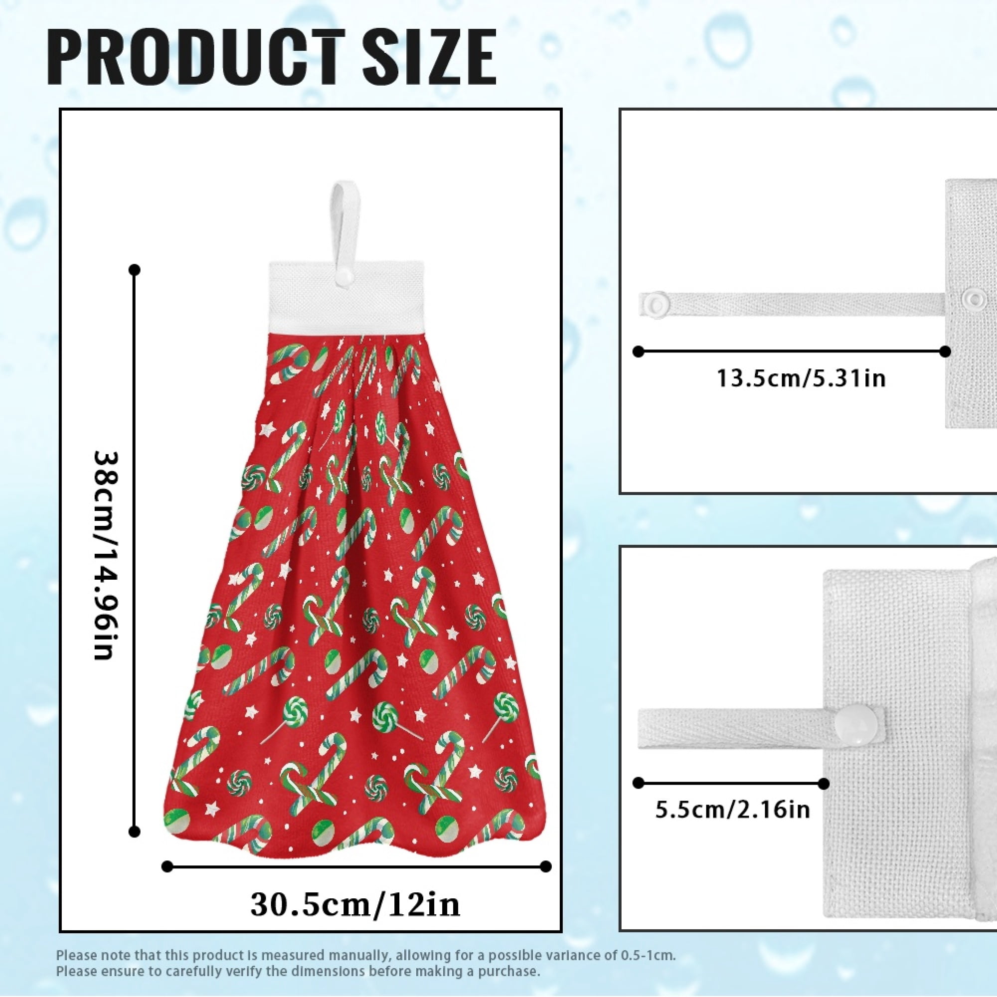 SEANATIVE Christmas Hand Towels for Bathroom Candy Canes Kitchen Small Hand Towels with Hanging Loops Soft Thick Dish Towel Hangs on Appliances Towel Decorations for Home Set of 3