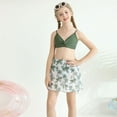 thumbnail image 4 of GYRATEDREAM Girls Swimsuit 3 Piece Bathing Suits Tropical Floral Twist Cross Bikini Sets Girls' Swimwear with Cover Up Skirt 9-16 Years, 4 of 9
