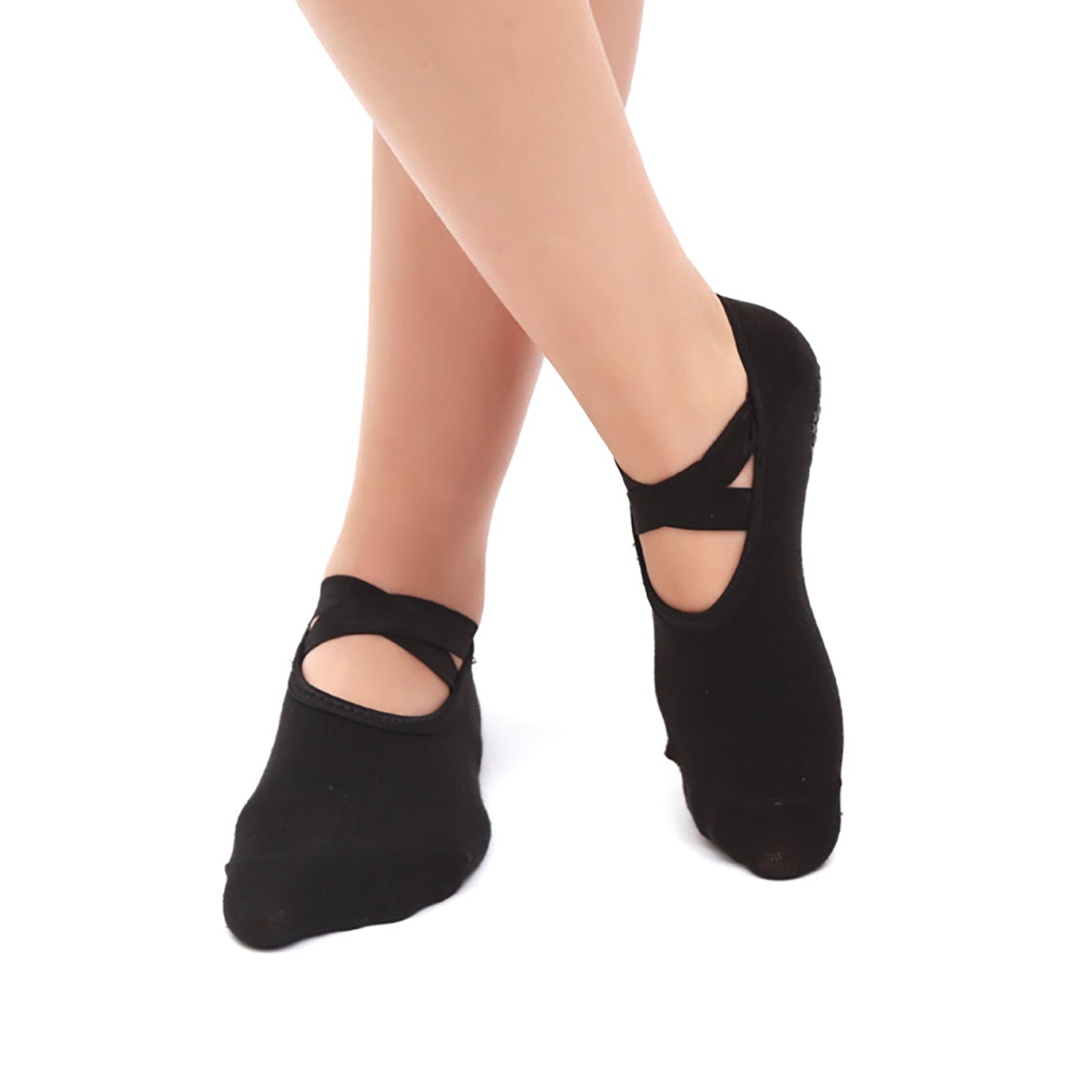 Awdenio Round Head Yoga Socks Women's Slip Open Back Cross Yoga Socks Dance Socks