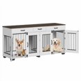 thumbnail image 2 of 71'' Dog Crate Furniture for 2 Dogs, Double Dog Crate Furniture, 71'' Large Dog Kennel Indoor with 3 Storage Drawers and Removable Divider Wooden Double Dog Crate with 3 Drawers and Removable Room Div, 2 of 8