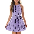 thumbnail image 3 of Girls Summer Dress Tween Dresses Sleeveless A-Line Dress with Print Elegant Casual Summer Dresses for Kids Pink Sizes 4-12 ,Sie:130, 3 of 6