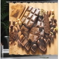 thumbnail image 3 of Ambesonne Cacao Shower Curtain, Chocolate Bars with Nuts Food, 69"Wx70"L, Pastel Brown Redwood, 3 of 4