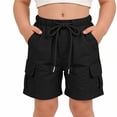 thumbnail image 2 of Aezemi Girls School Cargo Shorts, Bermuda Elastic Waist Straight Leg Hiking Outer Shorts, Lightweight Workout Summer Bottoms for Kids 4-5T, 2 of 8