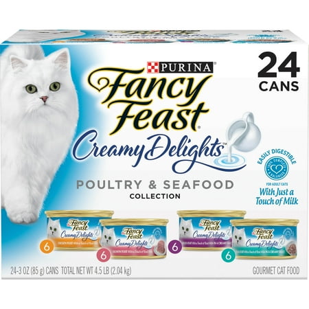 (Best Before Jul-2025)Purina Fancy Feast Creamy Delight Pate Wet Cat Food Soft Variety Pack 3 oz Cans (24 Pack)