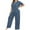 #02 Blue, variant on Busydd Plus Size Pajamas for Women Set XL-4XL Fashion Solid Color 2 Piece Sets for Women Casual Comfy Short Sleeve Tops and Pants Sleepwear Oversized Loose Loungewear Set