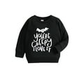 thumbnail image 1 of goowrom Children Halloween Printed Pattern Pullover, Black Round Collar Tops, 1 of 7