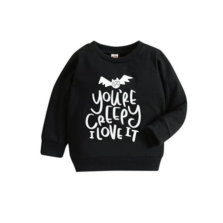 

Inevnen Toddler Baby Kids Boys Girls Halloween Spooky Babe Sweatshirts Casual Pullover Tops
